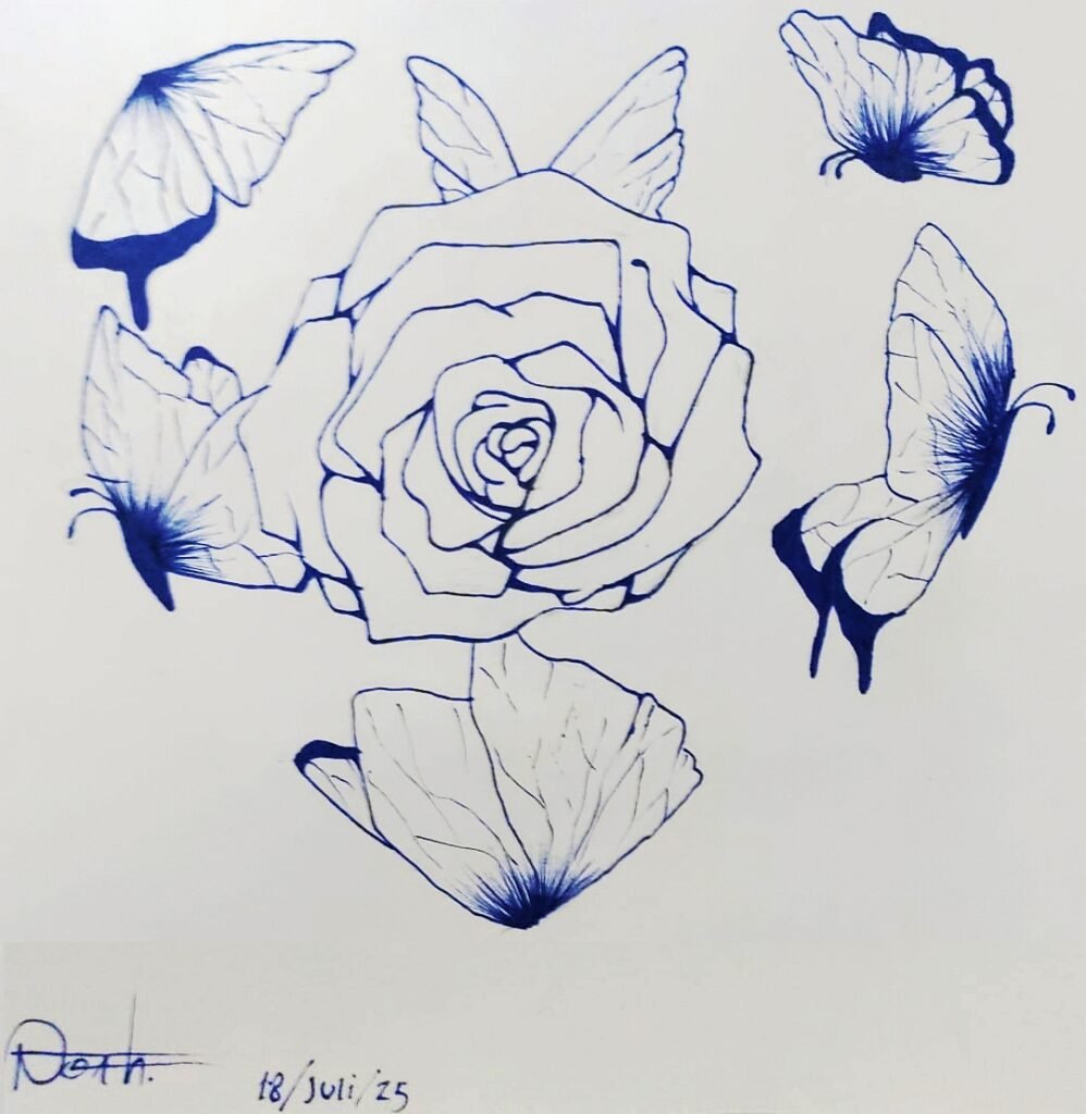 Rose and Butterflies - Rose og Sommerfugle